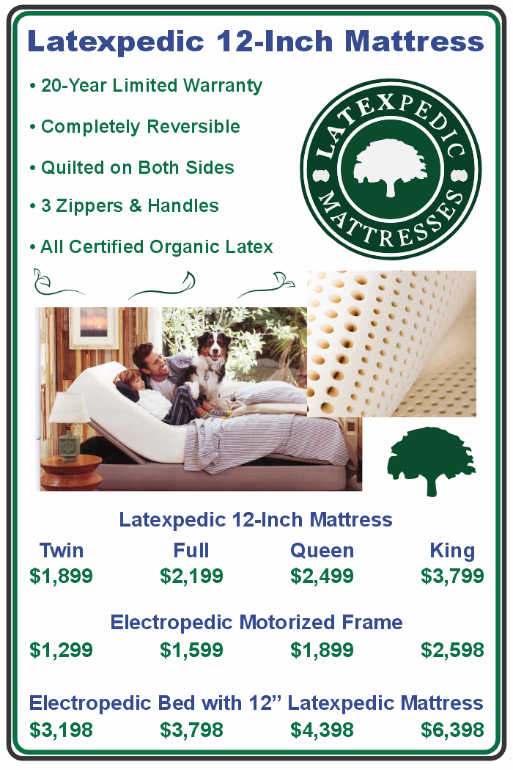 The Ultimate 12 inch Latexpedic latex mattress built with three layers of latex