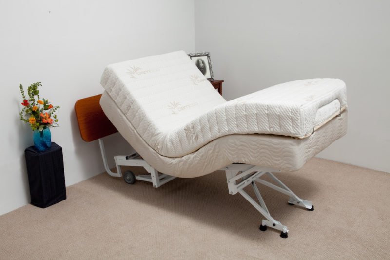 Hi-lo electric bed lowered for safe transfers